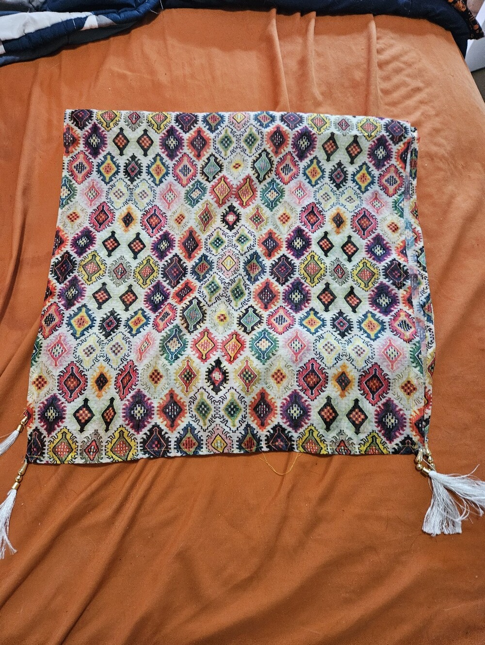 Colorful Geometric Tassel Table Runner